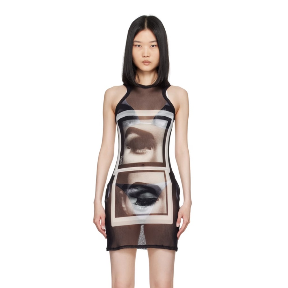 Jean Paul Gaultier Black 'The Eyes And Lips' Minidress
